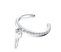 Little Key Shaped CZ Crystal Silver Ear Cuff EC-1464